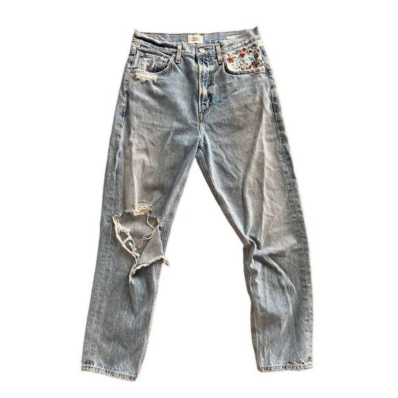 Citizens of Humanity MARLEE Relaxed SL Boyfriend Jeans 25 Distressed Embroidered - Picture 4 of 15